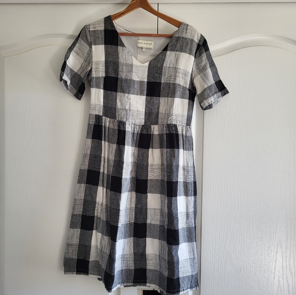 Piper & Scoot Midi Dress - Black White Plaid - Small - Picture 2 of 2